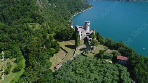 Aerial view of the Martinengo fortress on the d'Iseo lake in Italy  photo