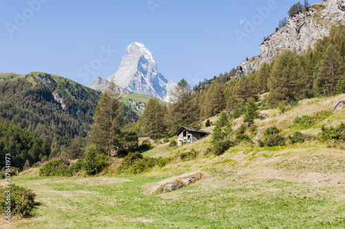 Zermatt, Furi, Zmutt, Wanderweg, zum See, Blatten, Wallis, Matterhorn, Walliser Berge, Bergwiesen, Alpenkräuter, Bergbauer, Trockenheit, Sommer, Schweiz photo