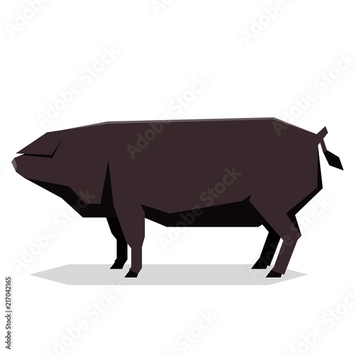 Flat geometric Large Black pig