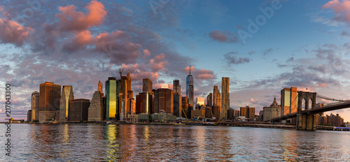 Picturesque Manhattan skyline at sunrise
