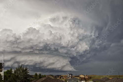 Rotating wall cloud from thunderstorm;  Wyoming