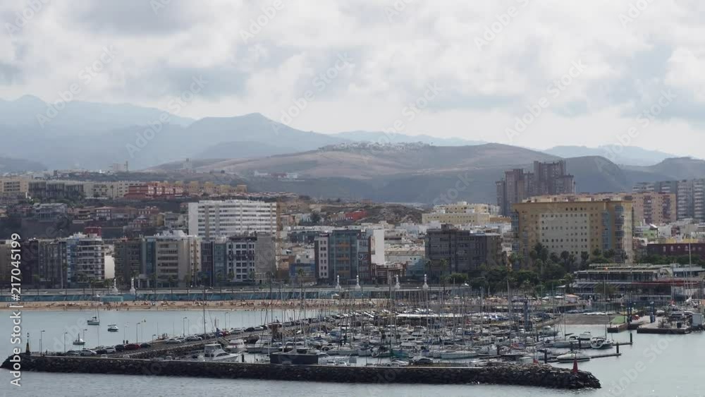 Las Palmas, Gran Canaria. Cityscape showing town from the sea. Las Palmas, Gran Canaria. Cityscape showing town from the sea.