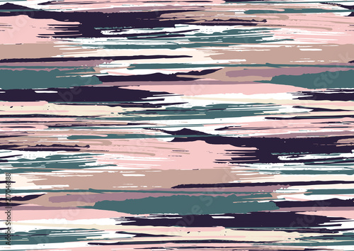 Vector seamless pattern with hand drawn rough edges textured brush strokes and stripes hand painted.