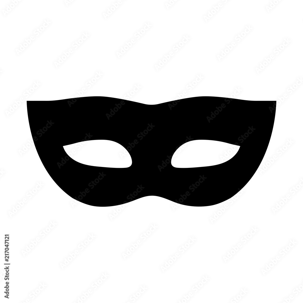 Simple, flat, black masquerade mask icon/illustration. Isolated on white  Stock Vector | Adobe Stock