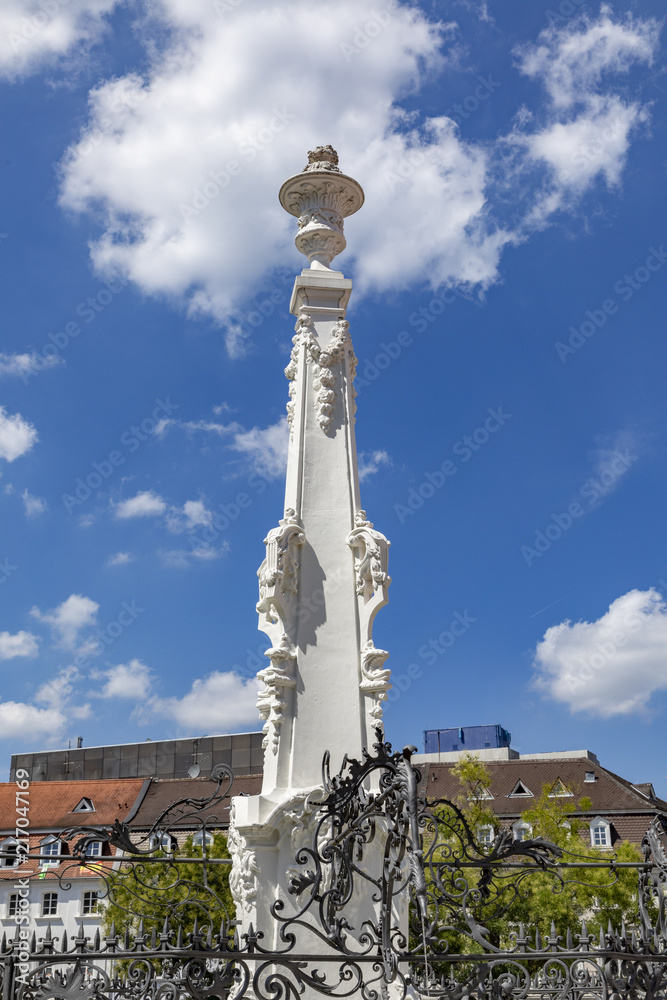 famous white fountain at saint johanner market place in  Saarbruecken