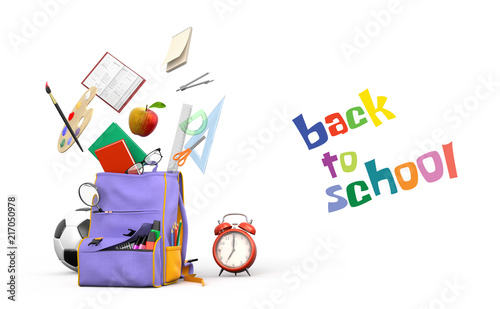 Back to school: paper, pens, pencils, textbooks and equipment for the upcoming school year.  photo