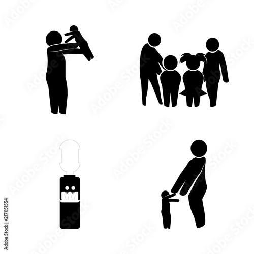 nature vector icons set. family, hug to the mother, throw to catch and watery in this set
