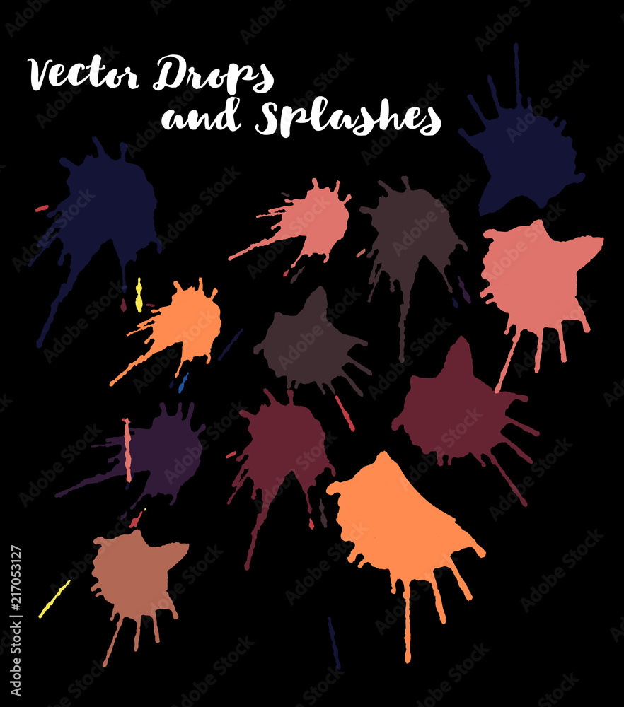 Graffiti Grunge Vector Watercolor Brushstrokes. Buttons, Splashes, Doodles, Stains, Scribble Hand Painted Vector Set. Vintage Uneven Textured Paintbrush Logo Elements. Rough Highlight Ink Swatches.
