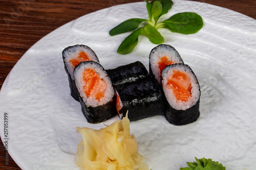 Japanese Maki roll with salmon