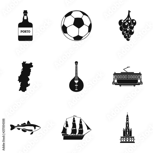 Port town icons set. Simple set of 9 port town vector icons for web isolated on white background