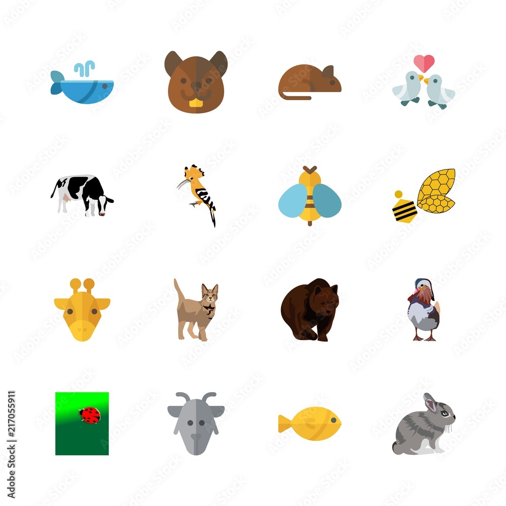 animal vector icons set. love birds, goat, duck and rat in this set animal vector icons set. love birds, goat, duck and rat in this set