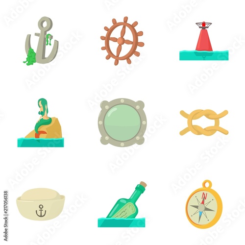 Water superstitions icons set. Cartoon set of 9 water superstitions vector icons for web isolated on white background