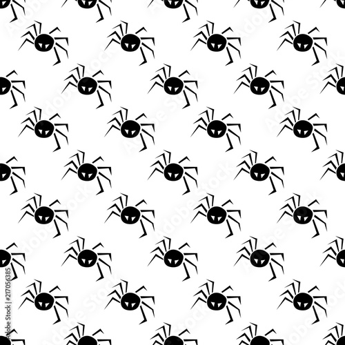 Halloween pattern with spiders on a white. Vector Illustration