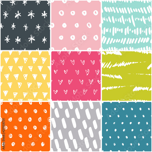 Handdrawn pattern set.