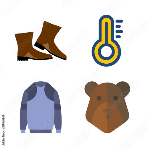 winter icons set. cowboy, under, brown and object graphic works