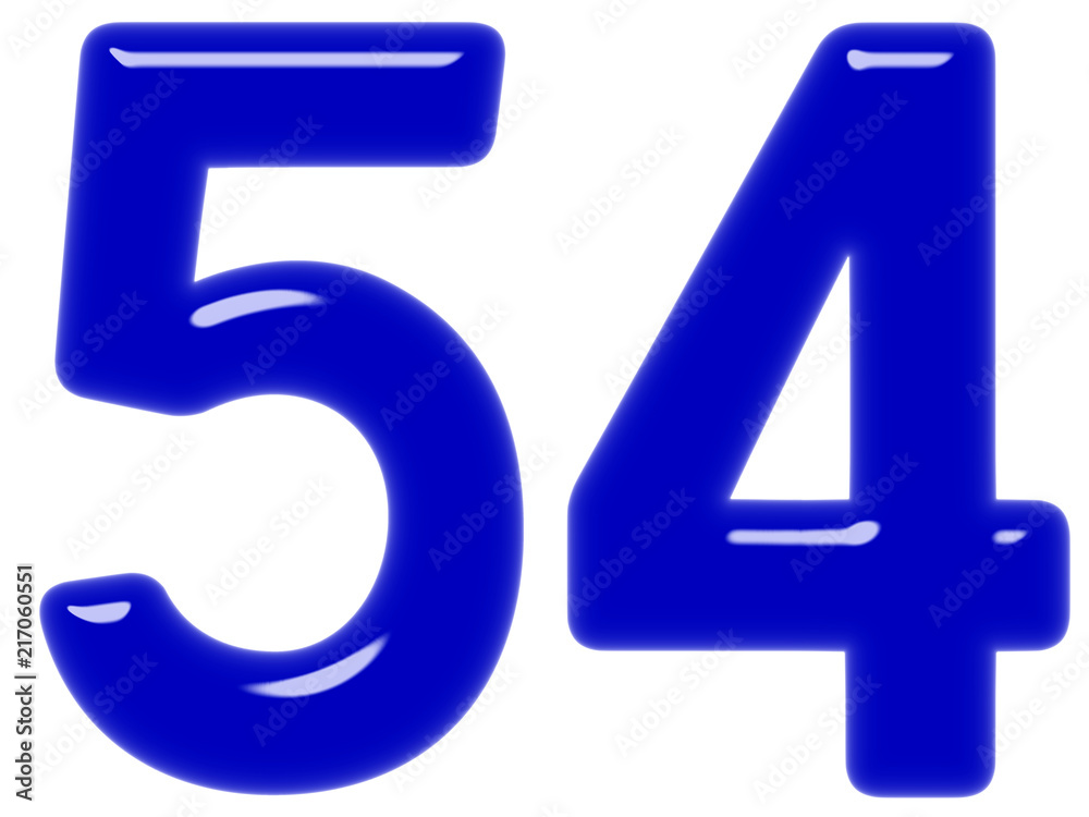 Numeral 54, fifty four, isolated on white background, 3d render Numeral 54, fifty four, isolated on white background, 3d render