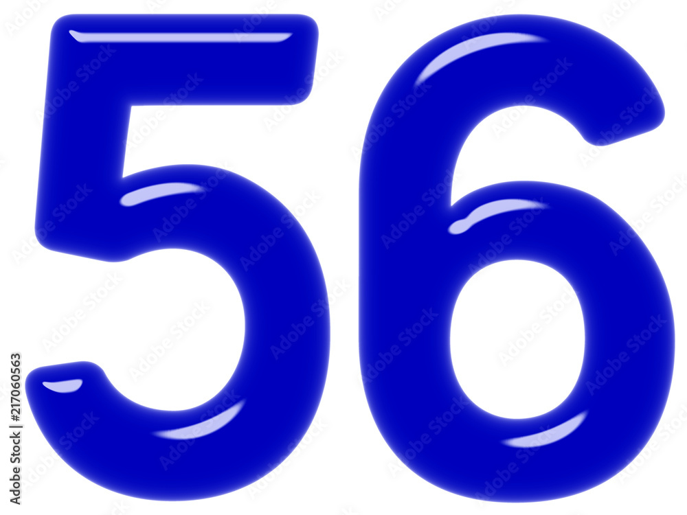 Numeral 56, fifty six, isolated on white background, 3d render Numeral 56, fifty six, isolated on white background, 3d render