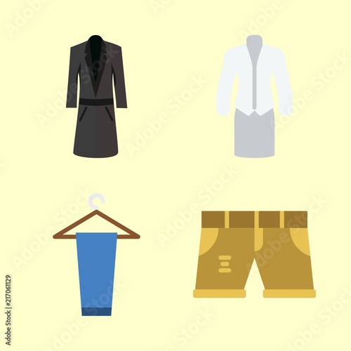 clothes vector icons set. long coat  trousers  suit and short in this set