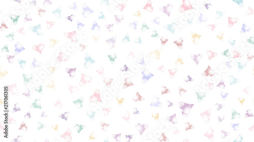 Texture pattern seamless from cheerful iridescent beautiful amorous gentle bright motley multicolored heartfelt festive favorite unique luxurious hearts. Back background Vector illustration