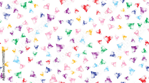 Texture pattern seamless from cheerful iridescent beautiful amorous gentle bright motley multicolored heartfelt festive favorite unique luxurious hearts. Back background Vector illustration