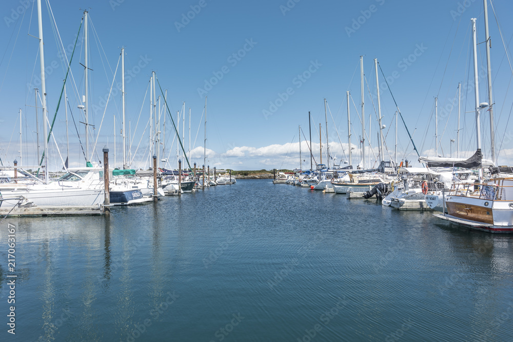 Sailing boats on the water, blue skies beautiful summer day