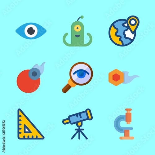 science icons set. lonesome, lens, milky and clouds graphic works