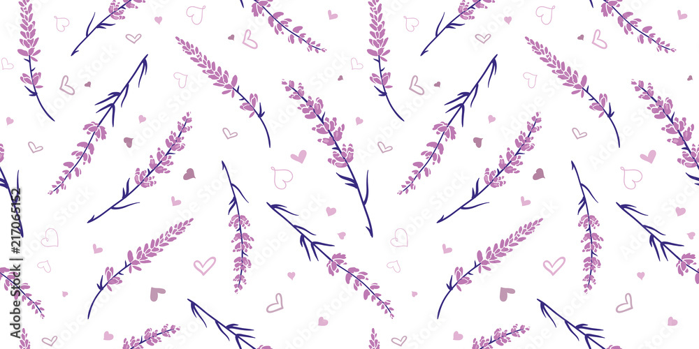 Light purple lavender repeat pattern design. Great for springtime modern  fabric, wallpaper, backgrounds, invitations, packaging design projects.  Surface pattern design. Stock Vector | Adobe Stock