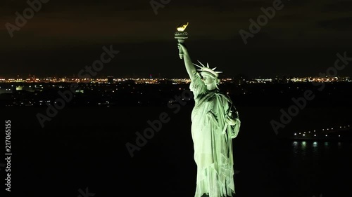 New York night aerial tour Statue of Liberty