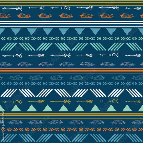 Tribal blue seamless seamless repeat pattern. Great for folk modern wallpaper...