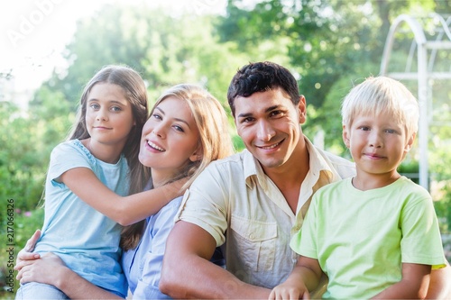 Happy family in park