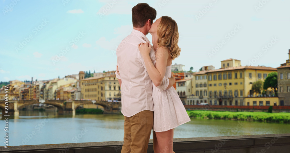 Happy Caucasian couple on honeymoon in Florence Happy Caucasian couple on honeymoon in Florence