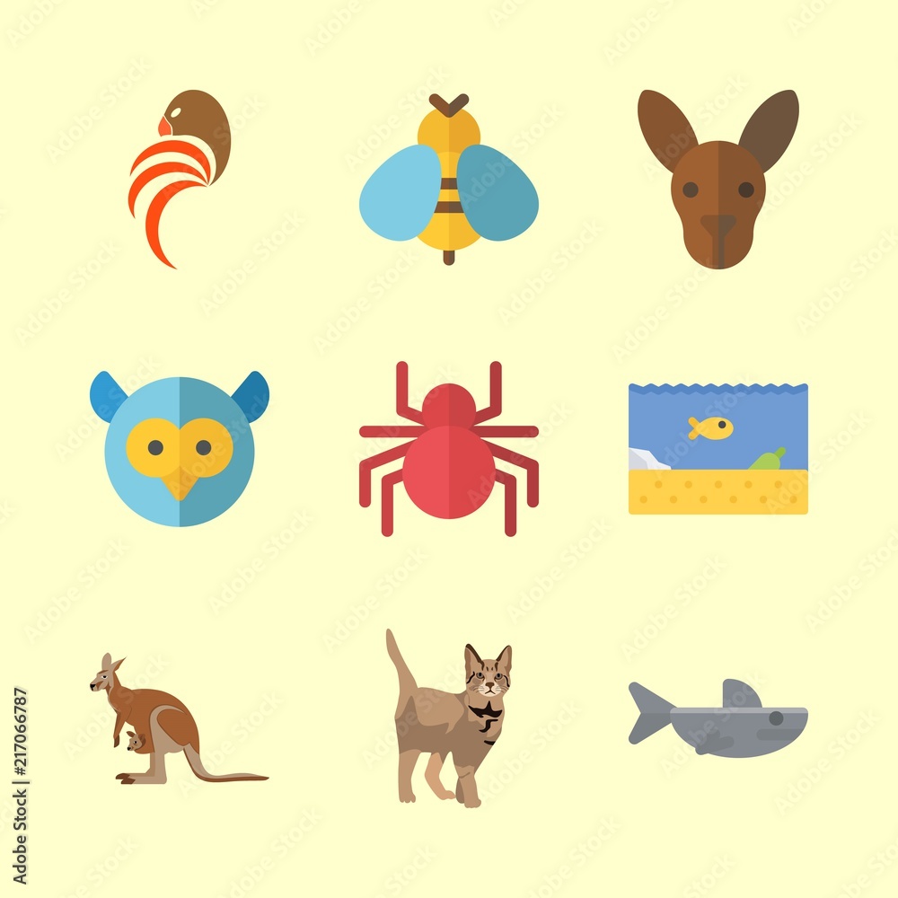 Naklejka premium animal icons set. house, pedigreed, arachnid and insect graphic works