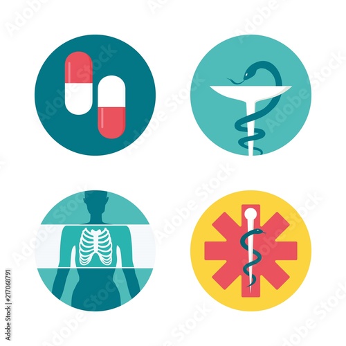 hospital icons set. pharmaceutics, chemist, science and x-ray graphic works