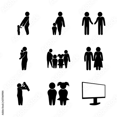 family vector icons set. mother and child, family, hug to the mother and brother in this set