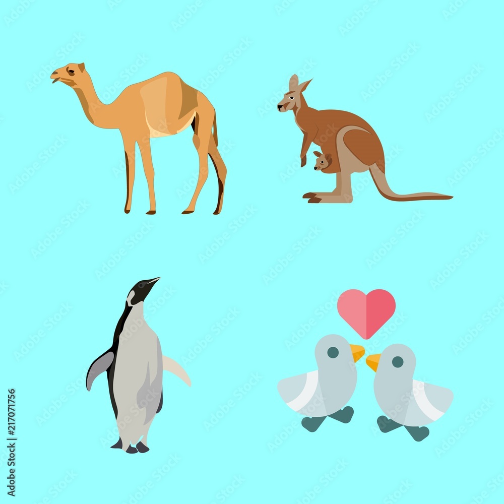 animals icons set. desert, family, arid and concept graphic works