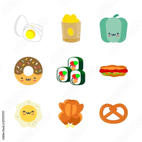 eat icons set. eggshell, cut, susi and cuisine graphic works