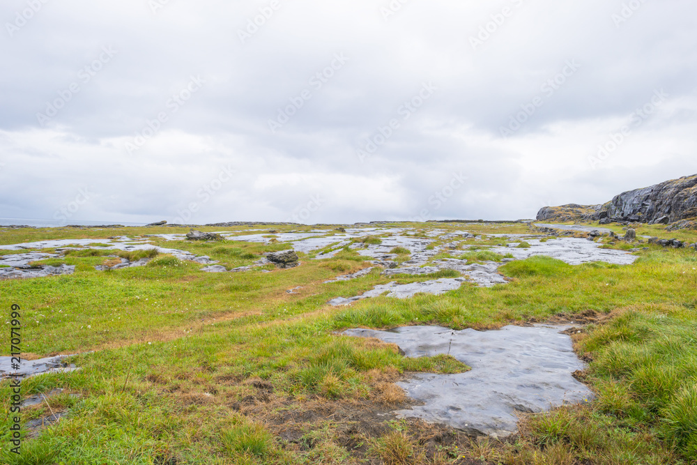 Rocky beach along the atlantic ocean in summer