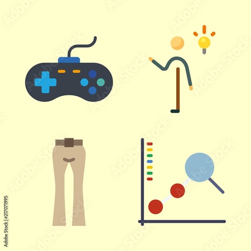 man icons set. controller, pc, science and information graphic works