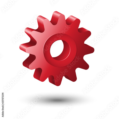 3D red gearwheel