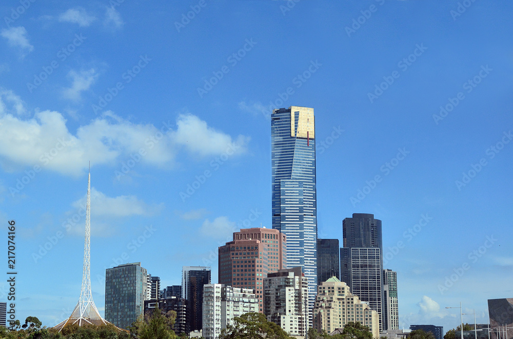 Melbourne Southbank skyline Victoria Australia