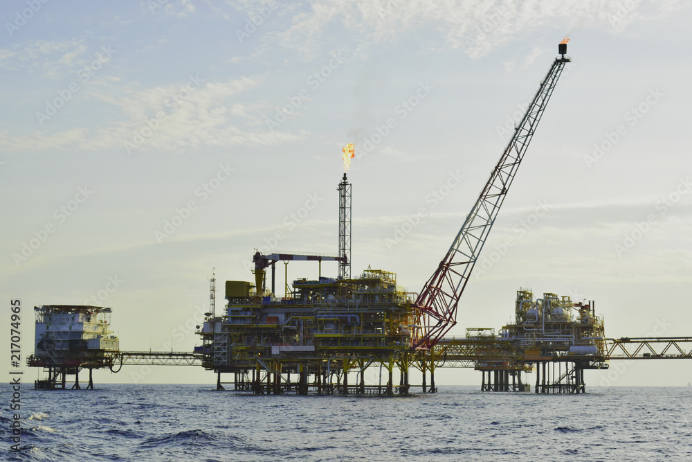 Offshore construction platform for production oil and gas, Oil and gas industry.2018 Offshore construction platform for production oil and gas, Oil and gas industry.2018
