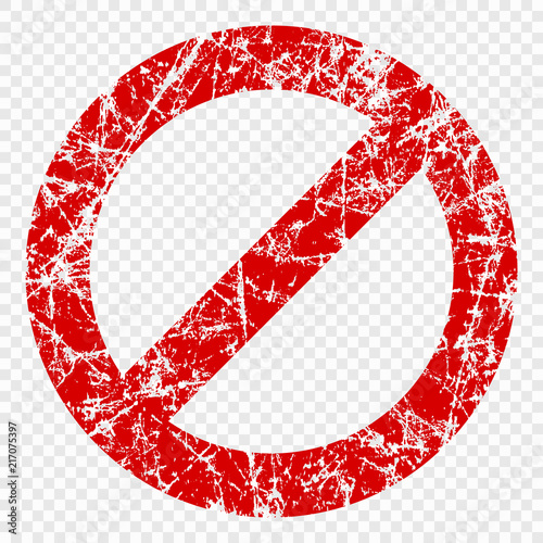 Not allowed sign isolated on transparent background. Scratched the icon. Vector pattern, the concept of prohibition.