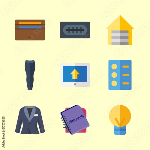 business vector icons set. wallet, list, usb and notebooks in this set