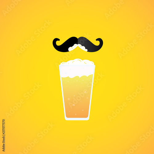the glass of beer and mustache icon with foam beer
