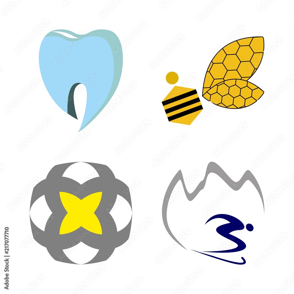 logo vector icons set. florist market logo, winter resort logo, dentist logo and honey farm logo in this set