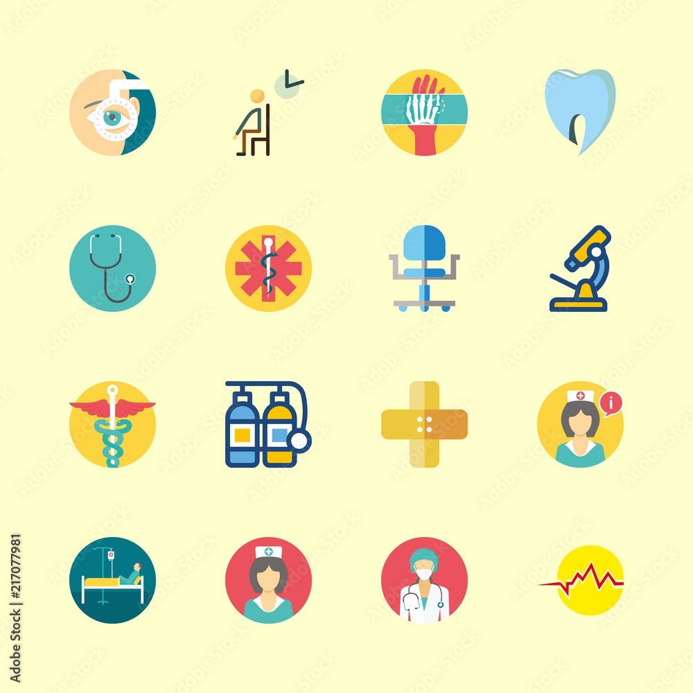 hospital icons set. tooth, empty, care and tank graphic works