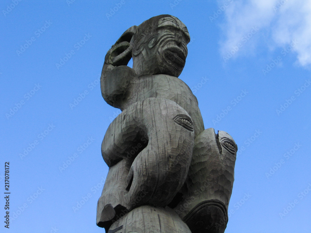 Nueva Zelanda. Totem maori cerca de Auckland. Oceania