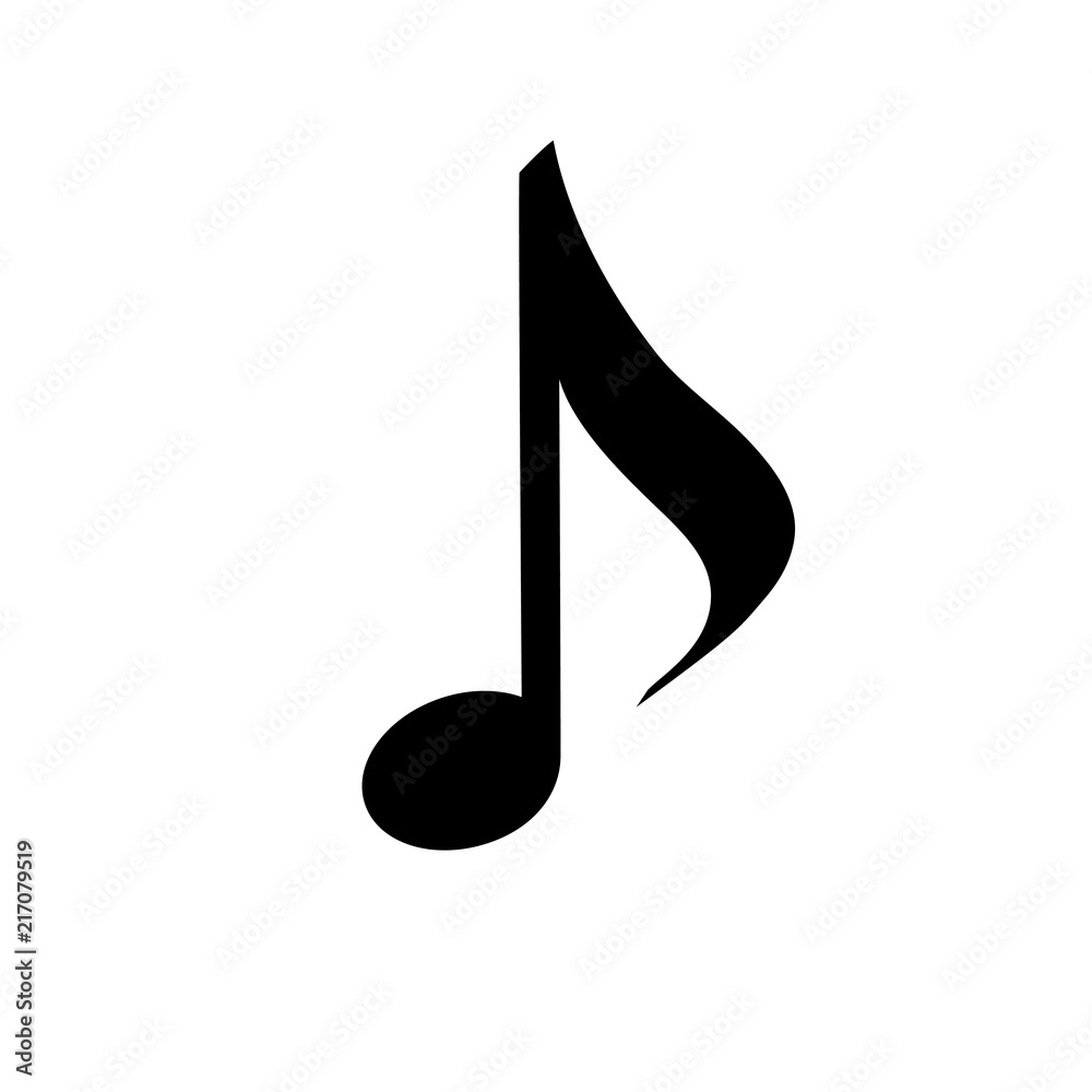 Music eighth note icon. Flat vector graphic isolated on white background. Music eighth note icon. Flat vector graphic isolated on white background.
