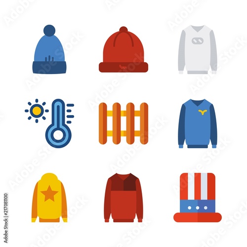 9 winter icons set