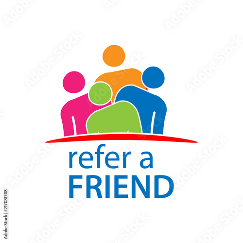 Refer a friend with people icon. Flat vector illustration on white background.